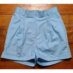 Vtg 80s Wrangler Bermuda Shorts Baby Blue Pleats High Rise JRs SZ 5 SM RARE